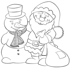 Santa Claus. Element for coloring page. Cartoon style.