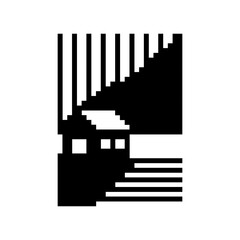 house silhouette pixel vector that can be used as a t-shirt design