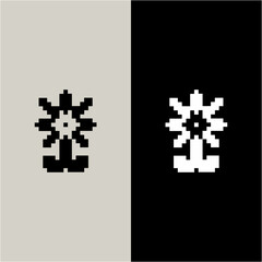 vector flower pixel icon that can be used as a logo or application icon