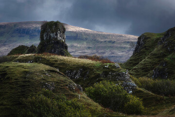 Fototapeta na wymiar Fairy Glen on Isle of Skye, Scotland, UK.