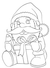 Santa Claus. Element for coloring page. Cartoon style.