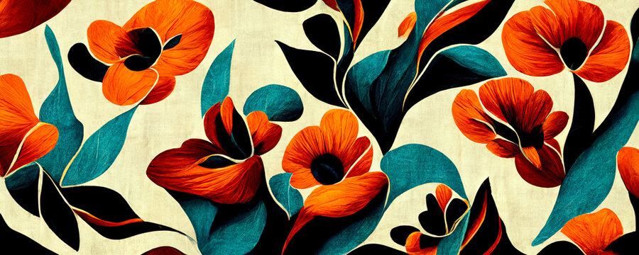 abstract flower illustration, creative flower background, Botanical art