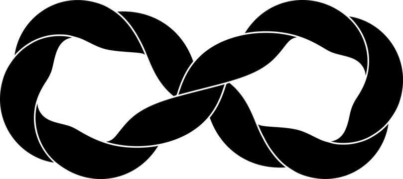 Infinity sign made with twisted triangular rod. Stylized endess symbol. Tattoo flat design illustration.