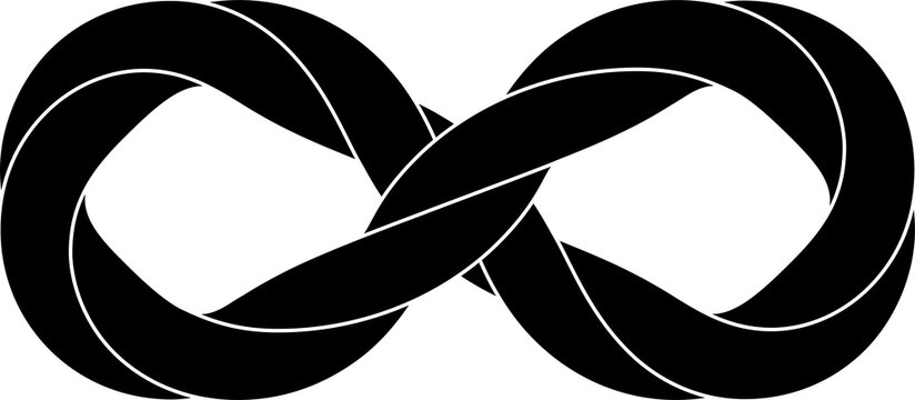 Infinity sign made with twisted square rod. Stylized endess symbol. Tattoo flat design illustration.