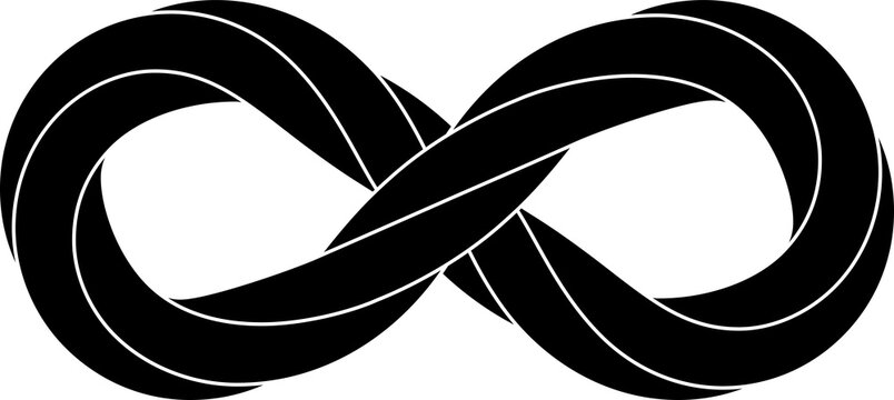 Infinity sign made with twisted pentagonal rod. Stylized endess symbol. Tattoo flat design illustration.