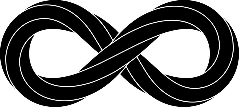 Infinity sign made with twisted hex rod. Stylized endess symbol. Tattoo flat design illustration.