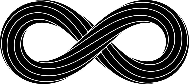 Infinity sign made with twisted decagonal rod. Stylized endess symbol. Tattoo flat design illustration.