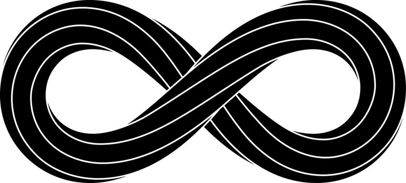 Infinity sign made with twisted octagonal rod. Stylized endess symbol. Tattoo flat design illustration.