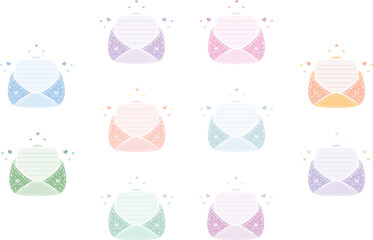set of cute love envelopes letter notes for writing with pastel coloring