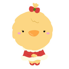 Cute bird wear Christmas dress cartoon 