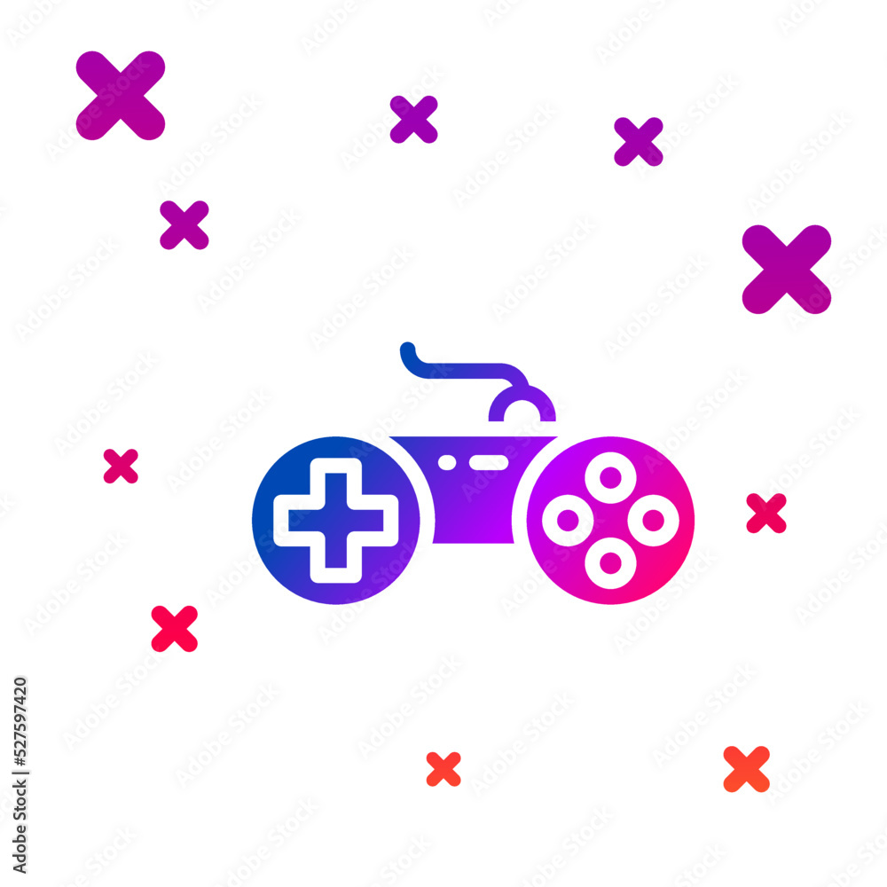 Poster color gamepad icon isolated on white background. game controller. gradient random dynamic shapes. ve
