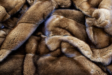 close-up of pieces of brown wool for the whole frame