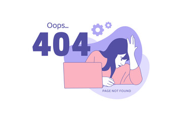 Illustrations negative expression angry business woman for Oops 404 error design concept landing page