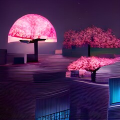 Cyberpunk city, japanese streets, abstract illustration, 