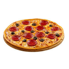 png Isolated pepperoni pizza with salami and olives