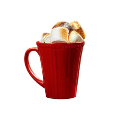 Isolated red mug with roast marshmallow png