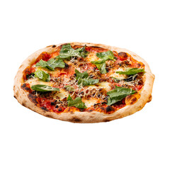 png Isolated spinach pizza with olives and cheese