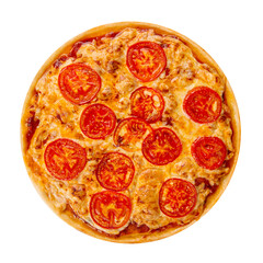 Isolated margherita pizza with tomato and cheese