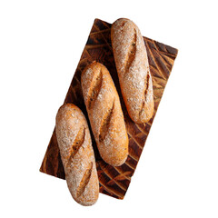 png three loafs of white bread on a board