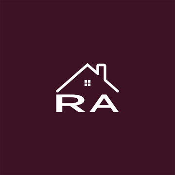 RA Letter Roof Shape Logo For Real Estate With House Icon Design