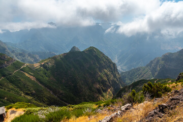 Miradouro Lombo do Mouro in a mountain viewpoint of Madeira in summer. Portugal