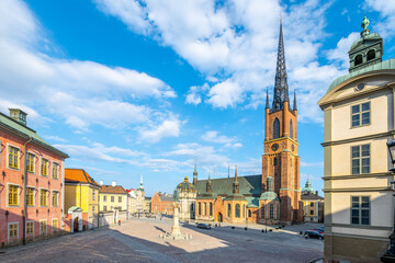 Naklejka na ściany i meble Riddarholmen Church on sunny day in Stockholm
