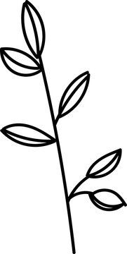 Hand drawn branches with leaves and flowers icon
