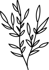Fototapeta premium Hand drawn branches with leaves and flowers icon