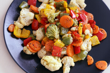 Delicious greens lay in the cup on the table