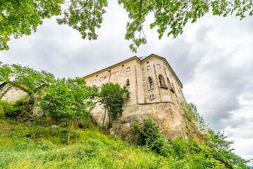 Fototapeta na wymiar Houska medieval castle on sandstone rock promontory