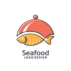 Seafood line art logo design