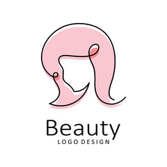 Beauty woman line art logo design