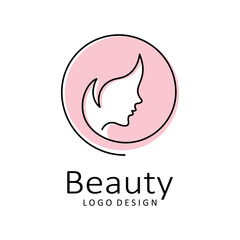 Beauty woman line art logo design