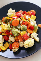 Delicious greens lay in the cup on the table