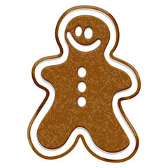 Gingerbread Man Christmas Cookie Vector Happy Festive Character isolé sur fond transparent