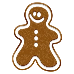 Cercles muraux Dessiner Gingerbread Man Christmas Cookie Vector Happy Festive Character isolé sur fond transparent