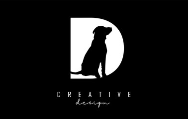Obraz premium Vector illustration of abstract letter D with dog shape cut.