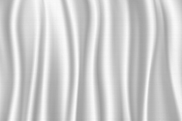 Obraz premium White silk fabric. Texture of folds on canvas. Satin smooth background. Luxury soft cloth. Material design for print. Creased textile. Silky draped curtain. Cloth sheet ripple. Vector illustration