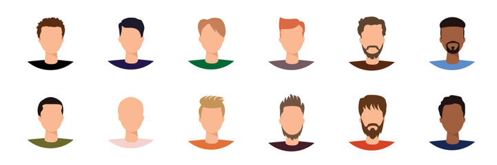 Set avatar, men without face. Vector illustration