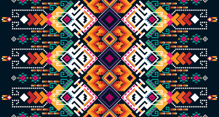 Abstract geometric vertical seamless pattern design indigenous black background EP.33