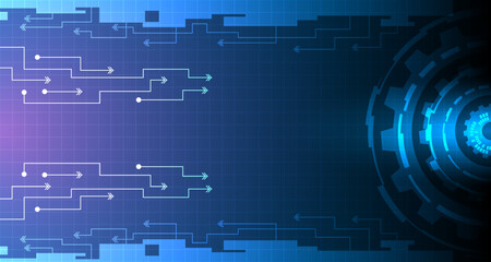 Technology vector illustration gear wheel on circuit board, Abstract futuristic digital technology and engineering, digital telecoms technology concept EP.1