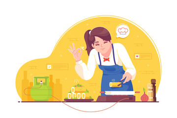 beauty professional chef cooking dish concept illustration