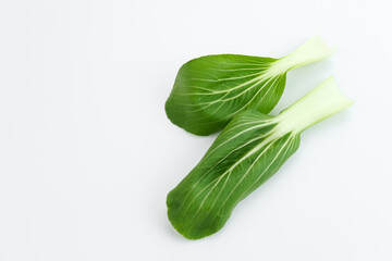 Pakchoy slices. Organic and fresh bok choy or pak choi or pakcoy (Brassica rapa subsp. chinensis) vegetables.
