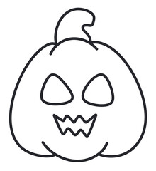 Halloween pumpkin thin line icon.