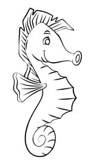 Seahorse. Element for coloring page. Cartoon style.