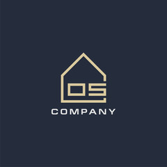 Initial letter OS real estate logo with simple roof style design ideas - obrazy, fototapety, plakaty