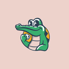 Cute Little Alligator Cafe Cartoon