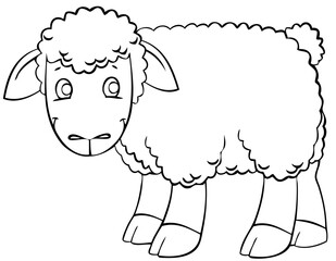 Sheep. Element for coloring page. Cartoon style.