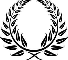 Laurel wreath icon, heraldic leaves crown, vector award emblem or crest ribbon, Laurel wreath of Greek olive leaf branch, trophy and coat of arms or victory certificate symbol