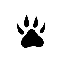 Wolf footsteps on footpath isolated black silhouette. Vector dog or cat, puppy or kitten animal foot print, pet steps, pawprint tracks. Hunting trail of wildlife animal, fox, wolf or bear rescue trace